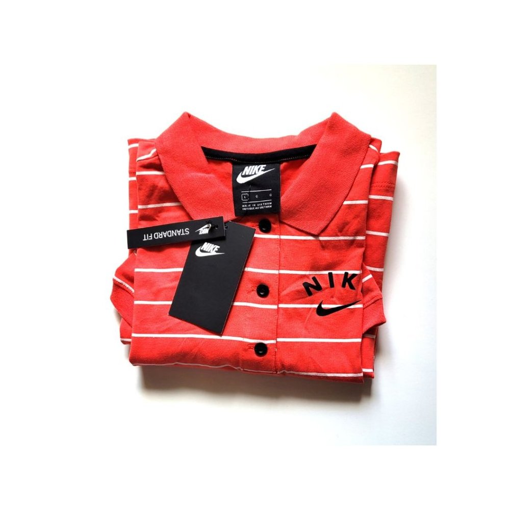 New with Tag Nike Girl's Sport's Tee Shirt Dress Orange Stripe Large 100% Cotton